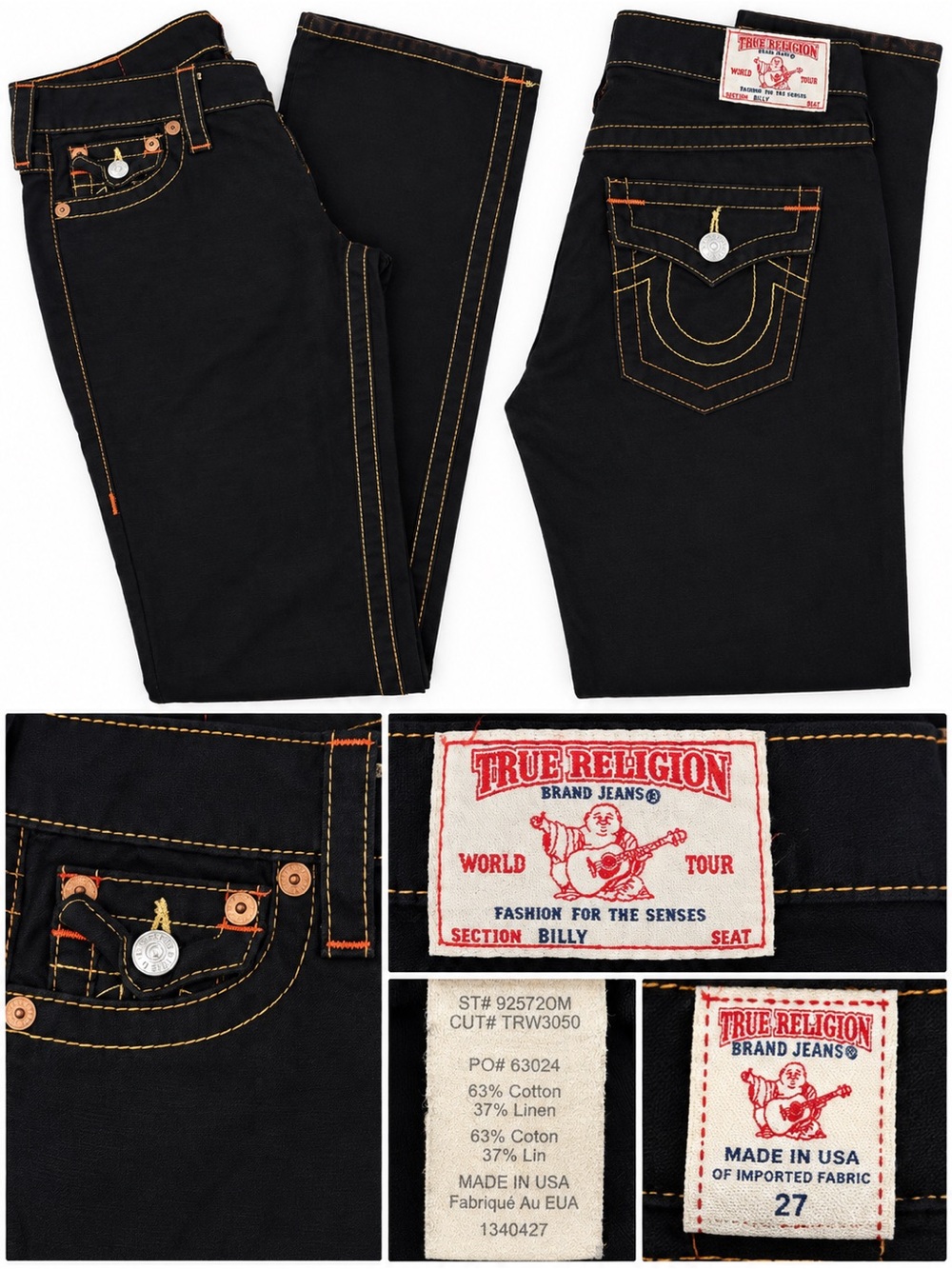 True Religion Billy Women’s Black Jeans Size 27